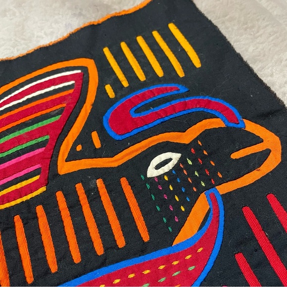 Vintage Kuna Mola Panama Columbia Unframed Traditional Textile Art BIRD - Picture 2 of 10